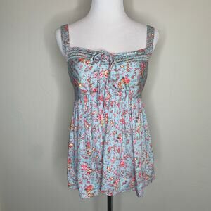 Cottagecore Babydoll Camisole Sz Large Blue Pink Floral